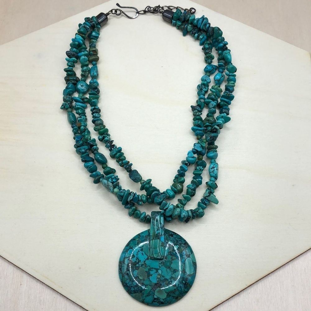 DTR Jay King turquoise  multi layer statement style necklace sterling silver 925